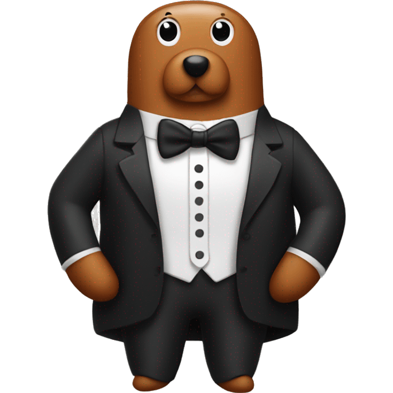 Sausage in a tuxedo emoji