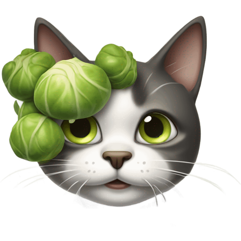 Sad cat eating Brussels sprouts emoji