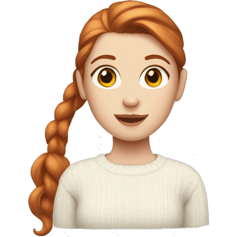 Red-haired girl in ponytail with pale skin white sweater emoji