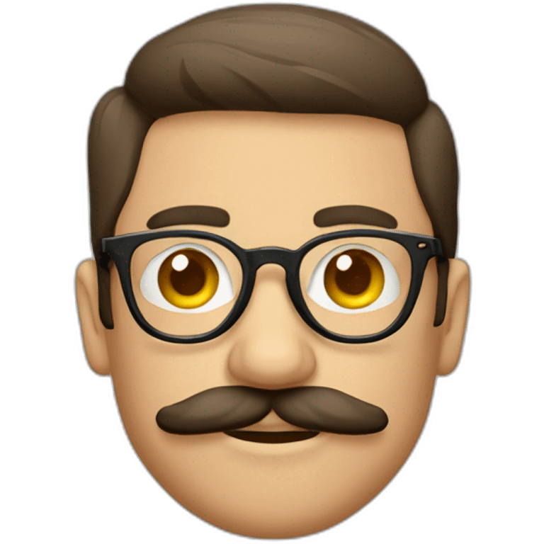 Hombre moreno con lentes redondos y mostacho delgado emoji