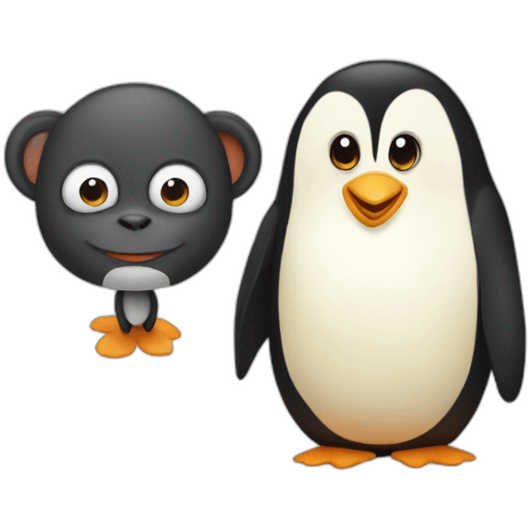 Penguin and monkey emoji