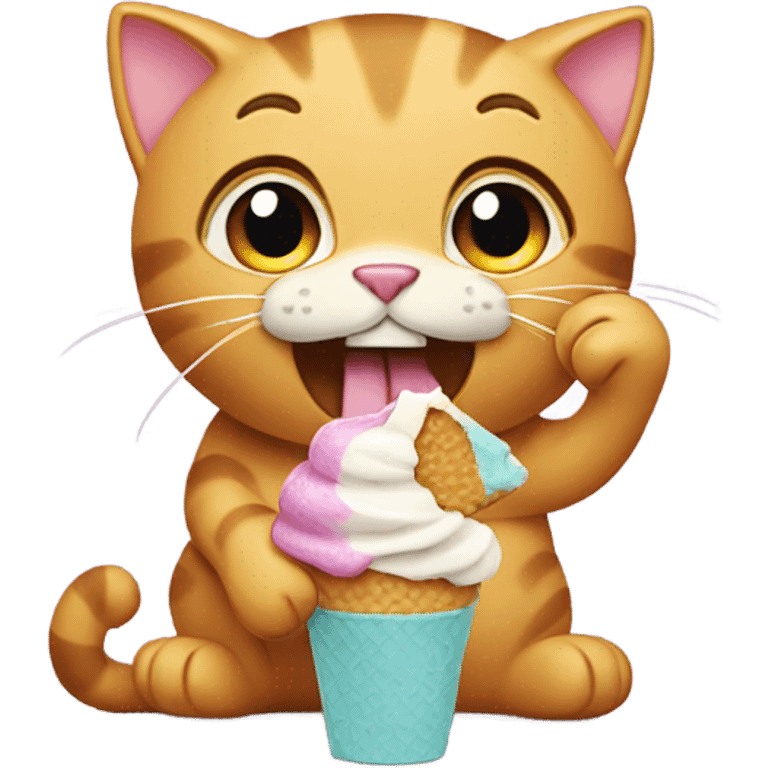 Cat eating icecream emoji