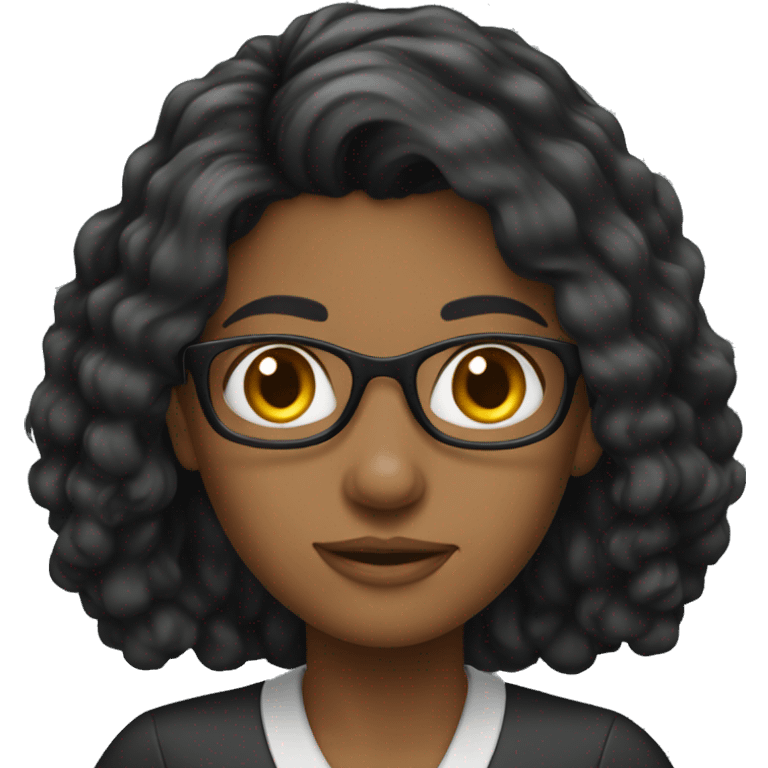 young female teacher black long hair emoji