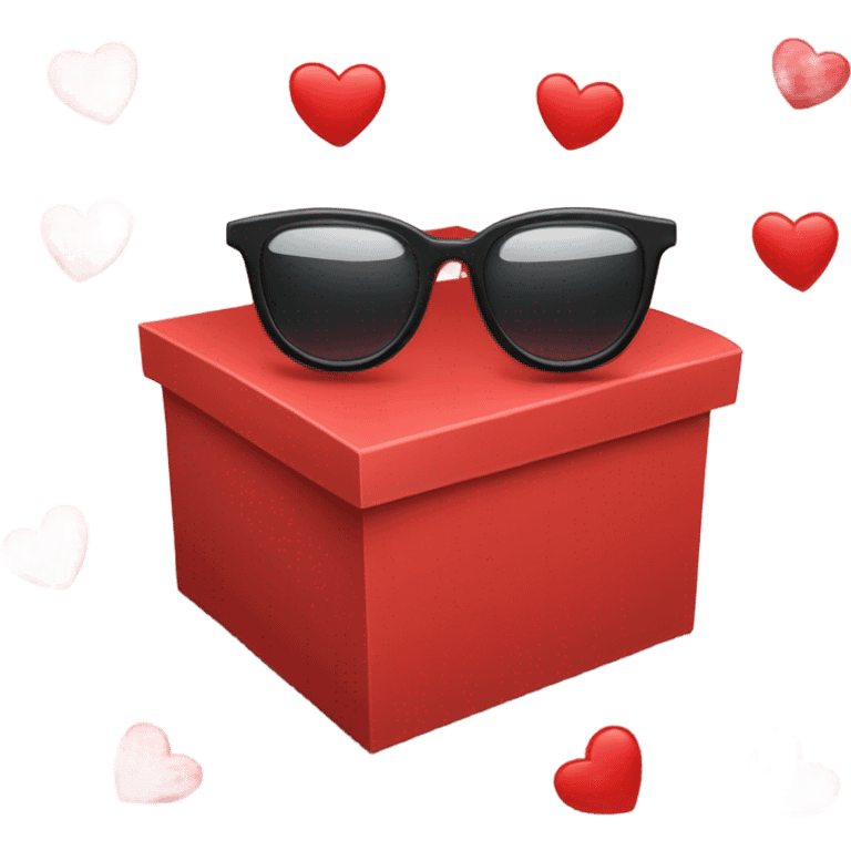 smart box with glasses on a big red heart emoji