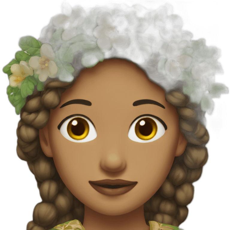 A woman in embroidered clothes with a wreath on her head emoji