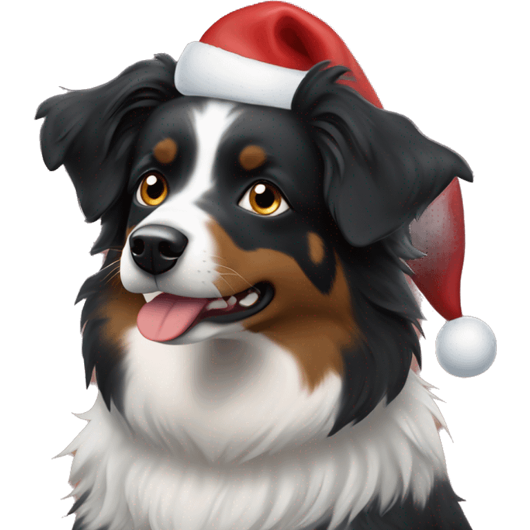 Small black australian shepherd dog Christmas tree emoji