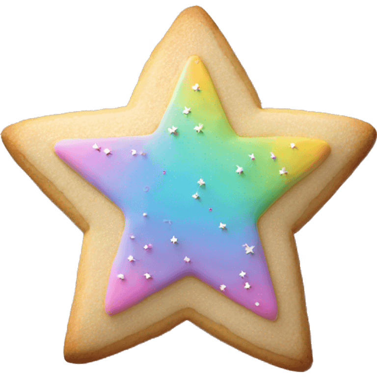 Realistic star shaped cookie with pastel ombre icing and sprinkles. emoji