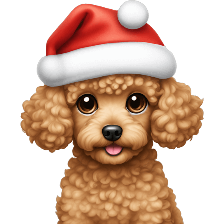 apricot toy poodle puppy wearing a santa hat  emoji