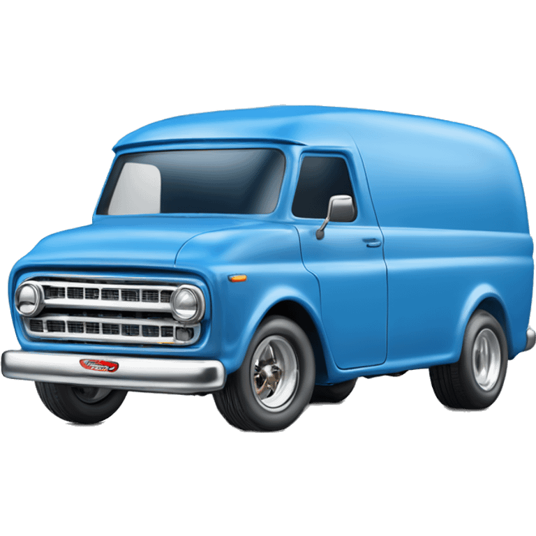 Side shot, Hot wheels, Hot rod, large panel van truck,1964 with exposed chrome exhaust pipes, blue, large wheels in back emoji