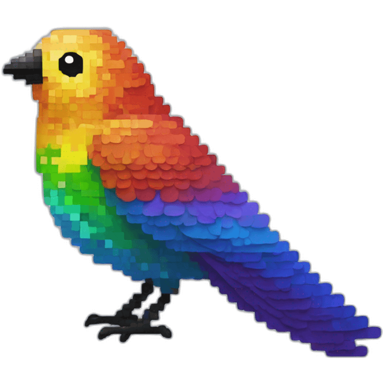 Rainbow Pixel art bird  emoji