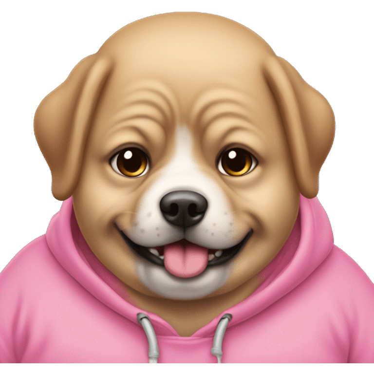 obese chienese boy with pink sweatshirt,  emoji