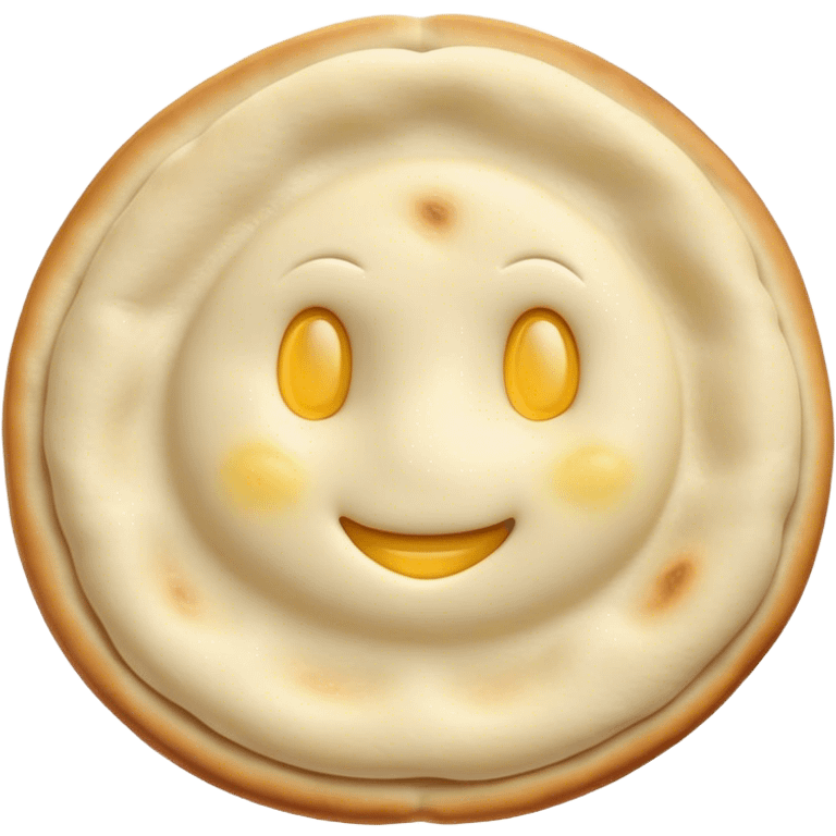 Cinematic Realistic Naan Bread Dish Emoji, showcasing soft, fluffy naan brushed with butter rendered with lifelike detail and inviting, warm lighting. emoji