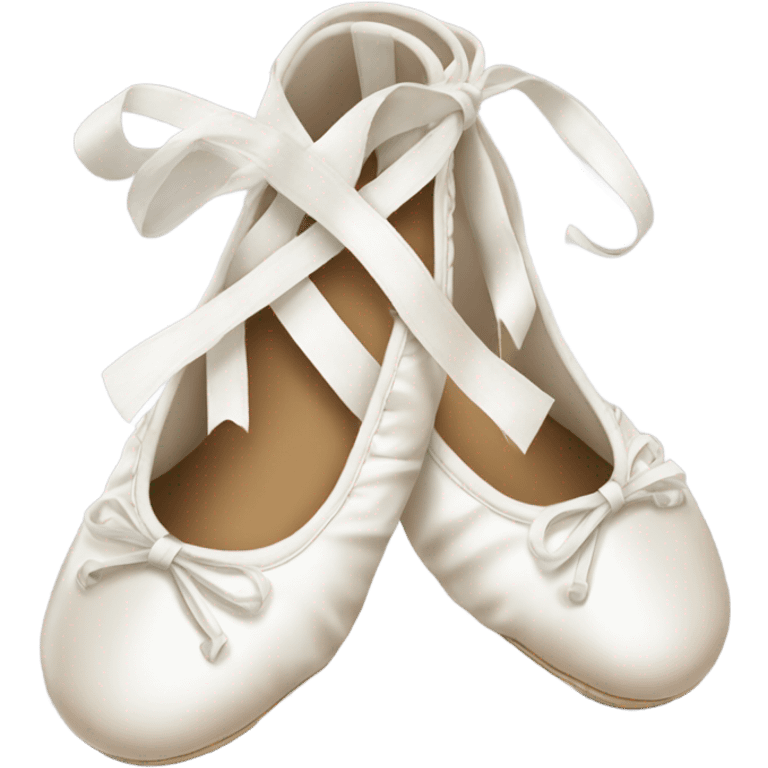 Crossed white ballet shoes with long and beautiful corses design emoji