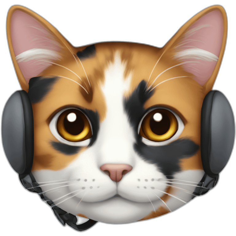 calico cat with black mark as pilot emoji