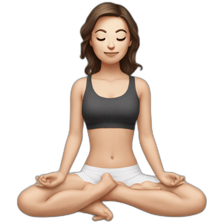 White girl brunette hair in Malasana yoga emoji