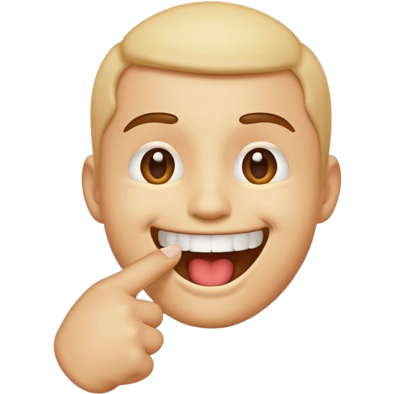 a smiling emoji that puts his finger horizontally in his mouth as if he bit it emoji