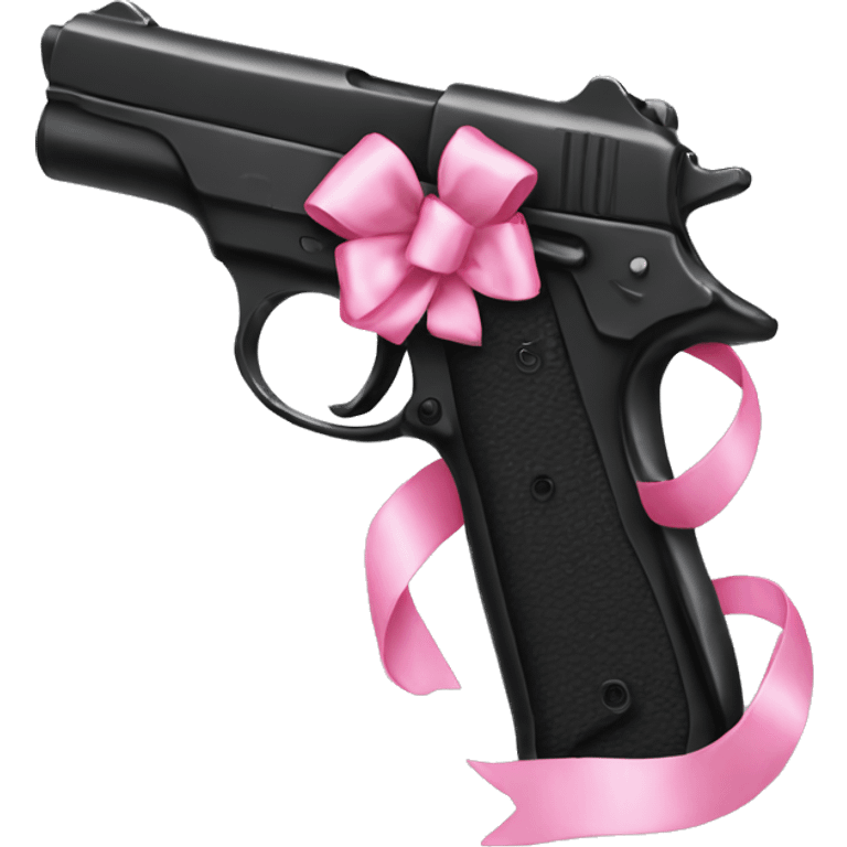 black gun with pink bow emoji