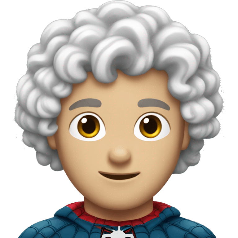 White male curly hair spiderman  emoji