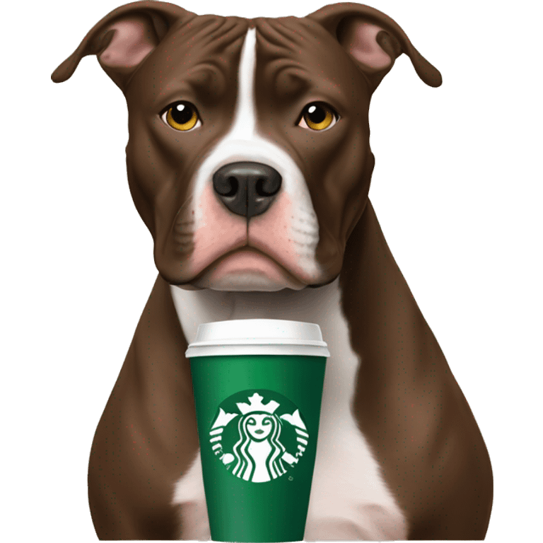 Pitbull drinking starbucks  emoji