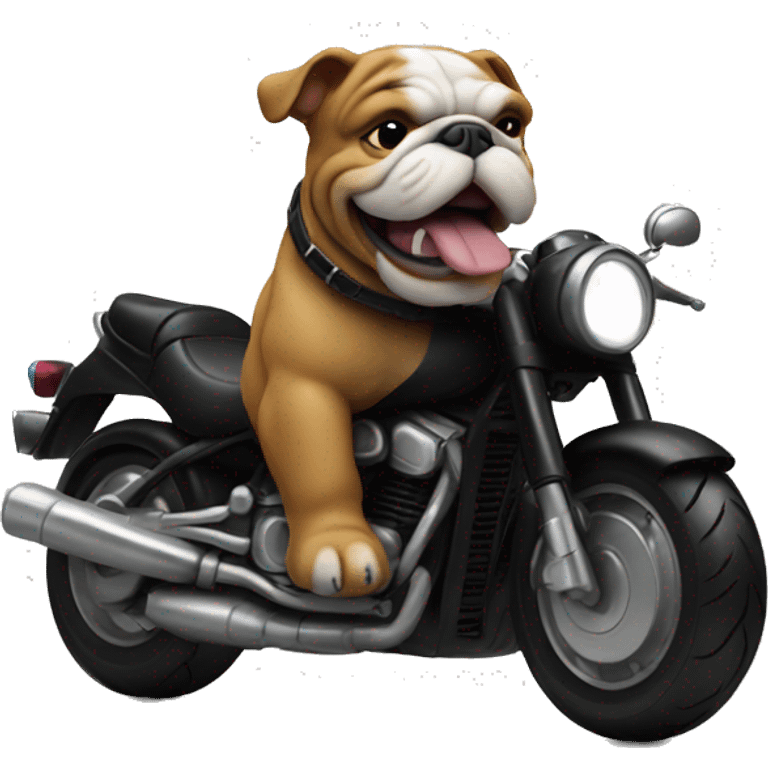 Bulldog on a black motorcycle emoji