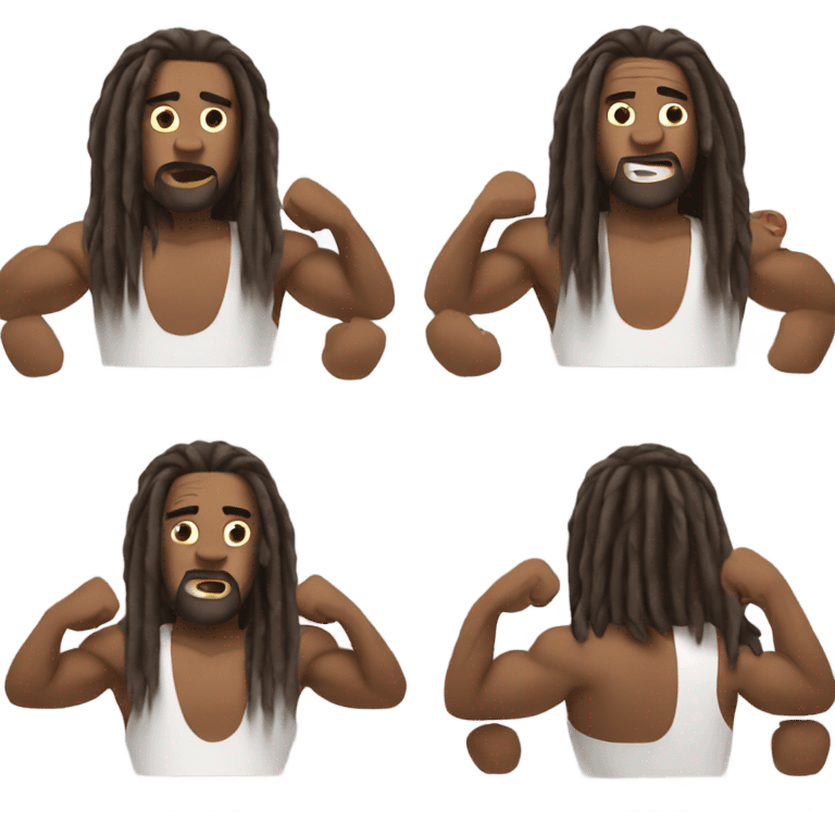 Flexing brown with tattoos and long dreadlocks  emoji