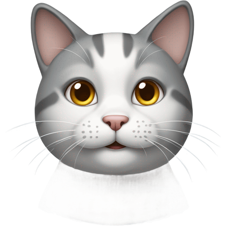 Grey and white cat happy emoji