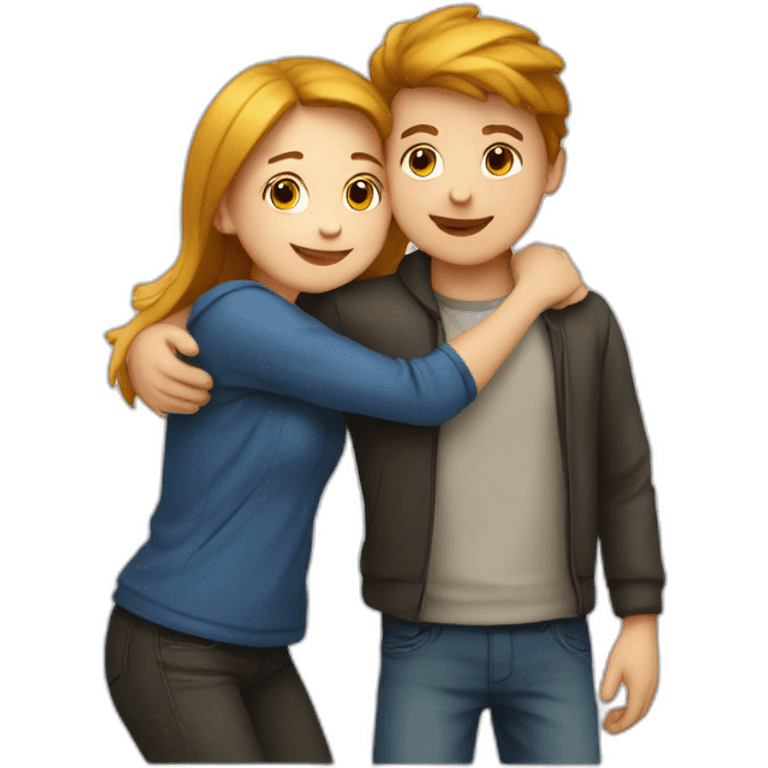 Girl hug a boy friend european bold emoji