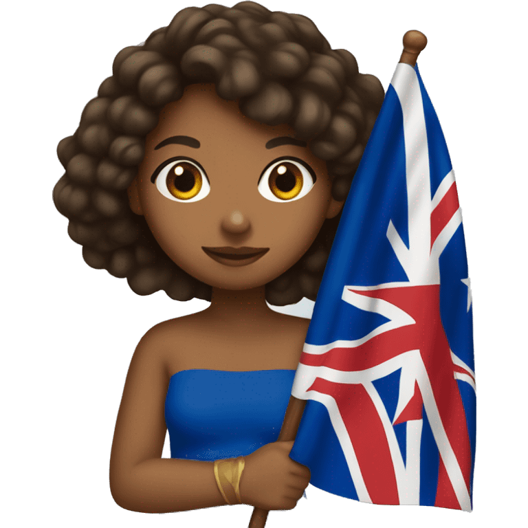 Brown girl holding Samoan flag emoji