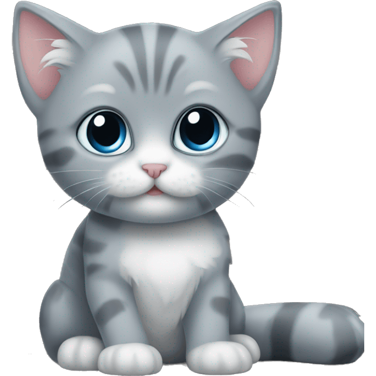 blue eyes grey kitten and books  emoji