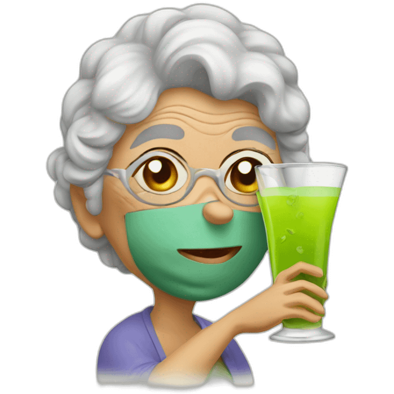 granny drink many coctail emoji