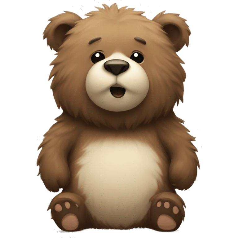 Fluffy bear with paunch emoji