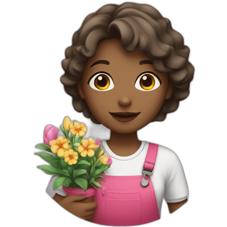 Girl work with flowers emoji