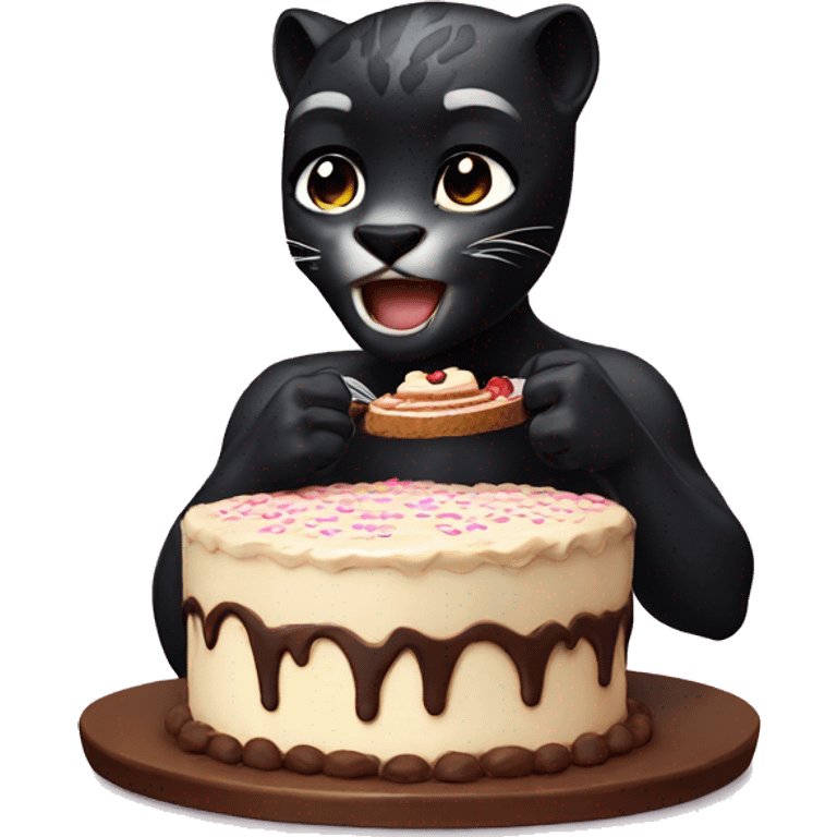 black panther eating cake emoji