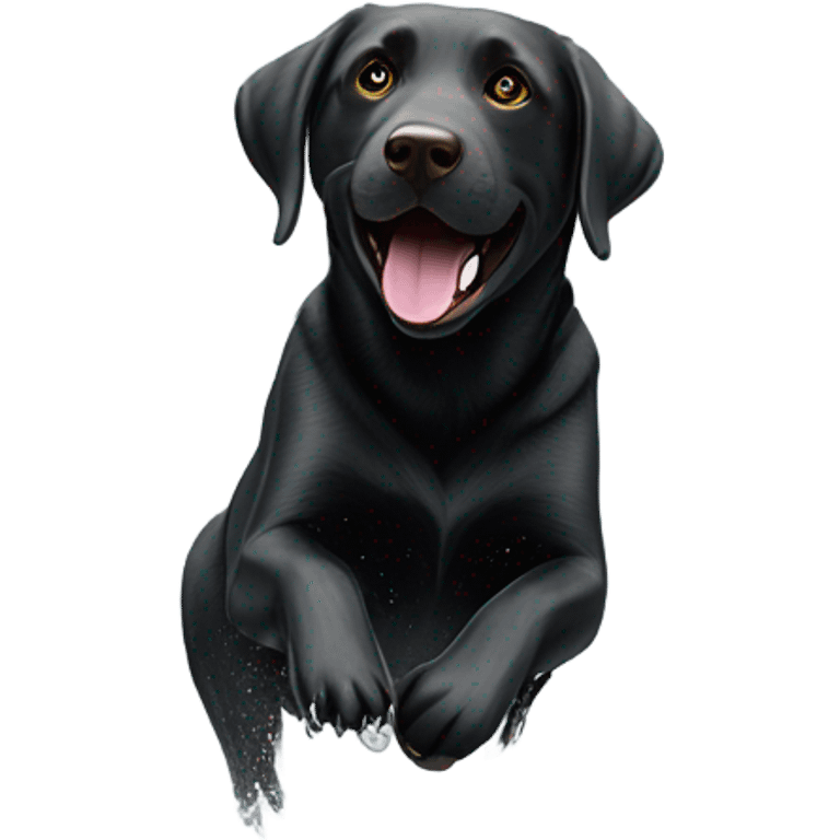 Black lab playing in a dam emoji