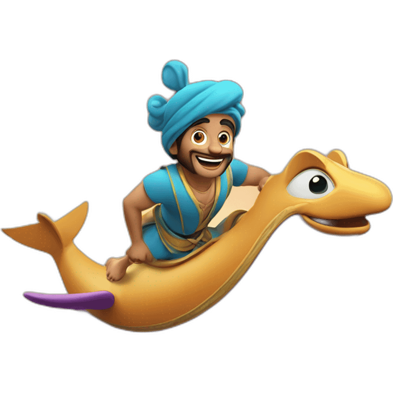 Aladino en vuelo cielo asul emoji