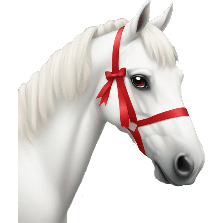 white horse with red bow emoji