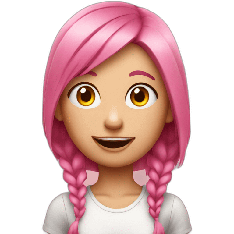 Sneering girl with pink hair shaved on one side emoji