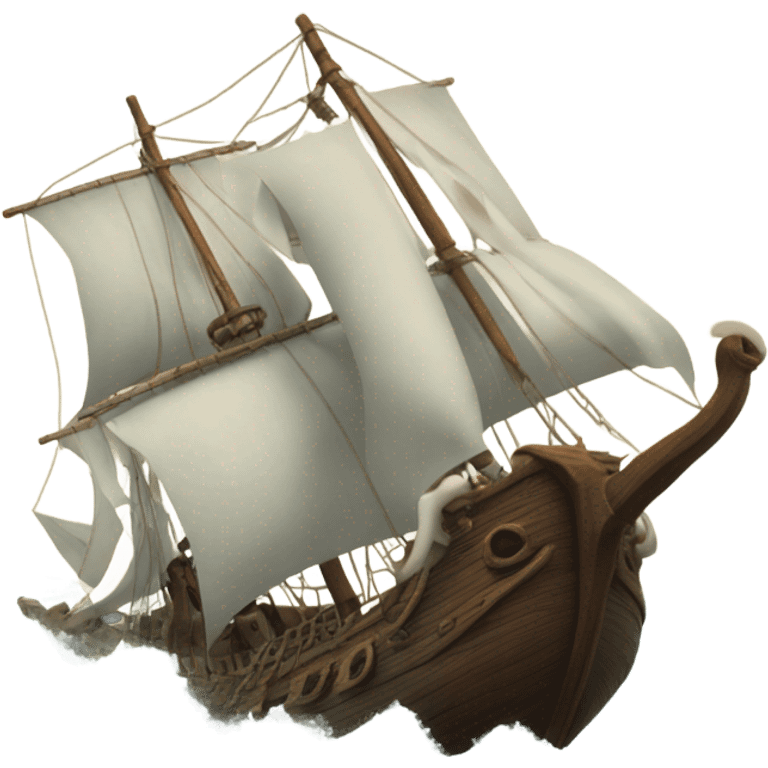 Kraken attacks a sloop from below emoji