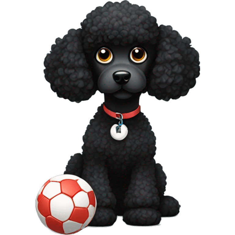 Black poodle wanting to play ball emoji