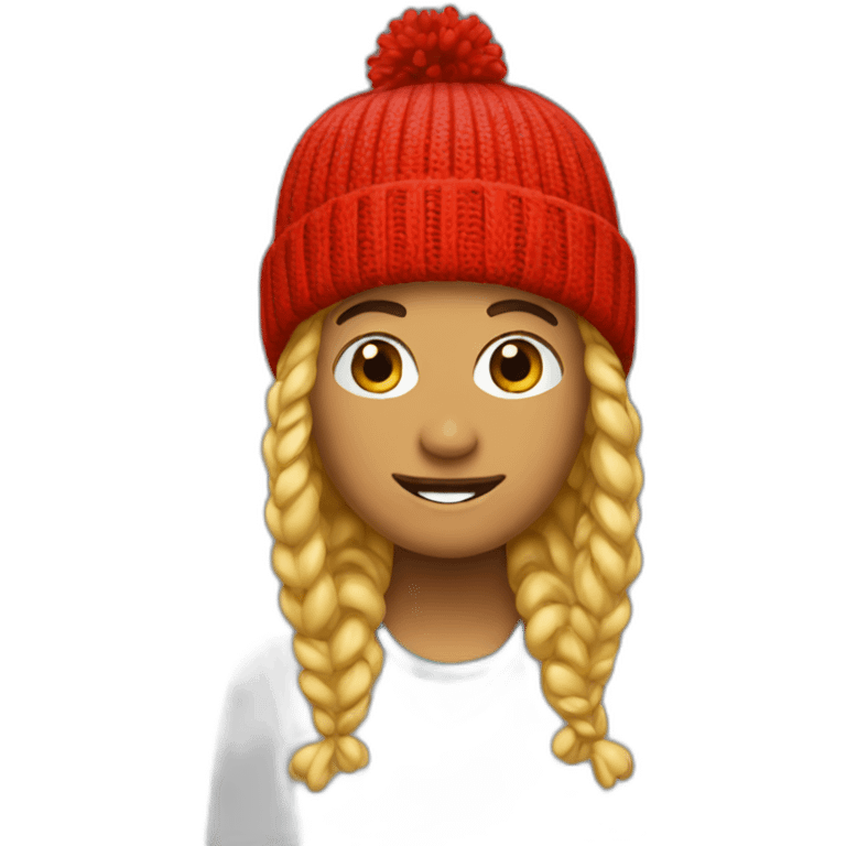 wearing red bobble beany emoji