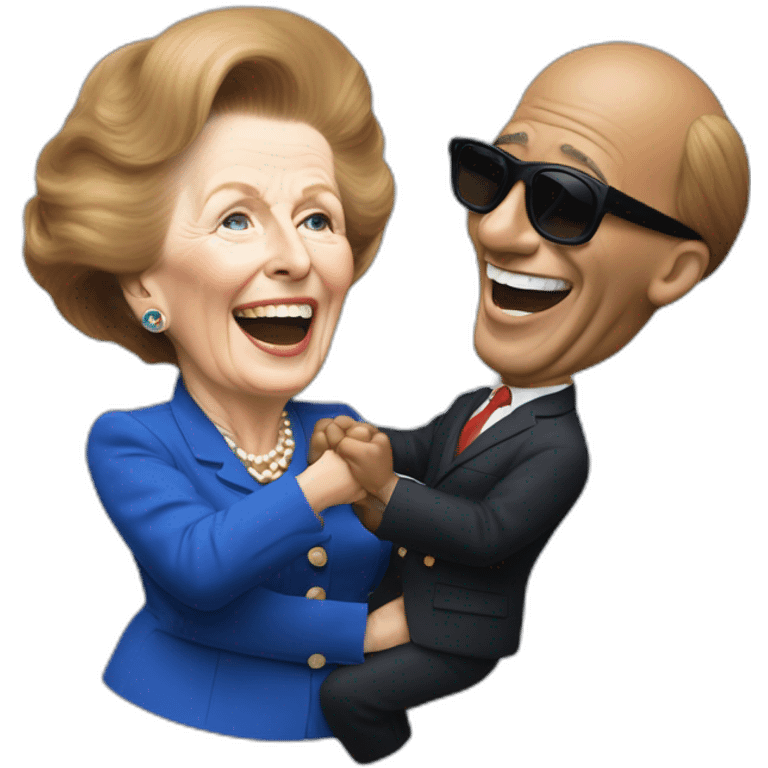 Margaret Thatcher getting tickled by Mr Motivator emoji