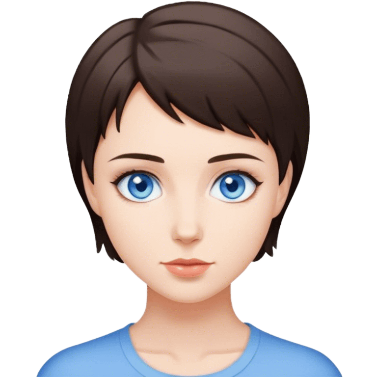 Brunette with blue eyes and short hair emoji