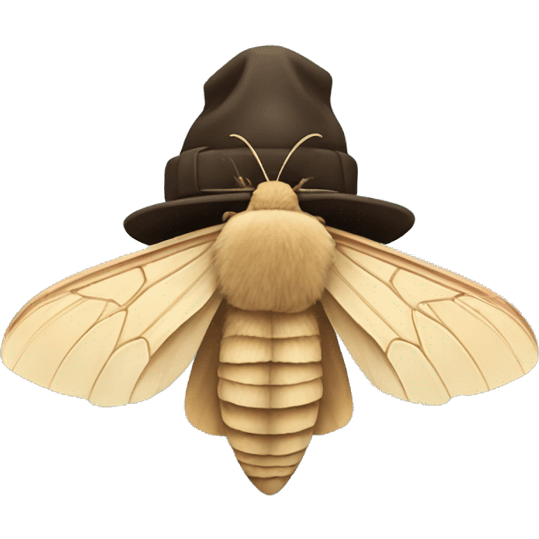 Moth with hat emoji