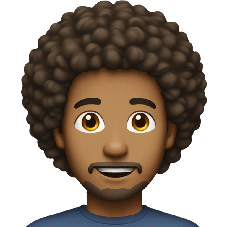  One men in 24 years old, long afro, brown eyes, goatee beard and skin light brown emoji