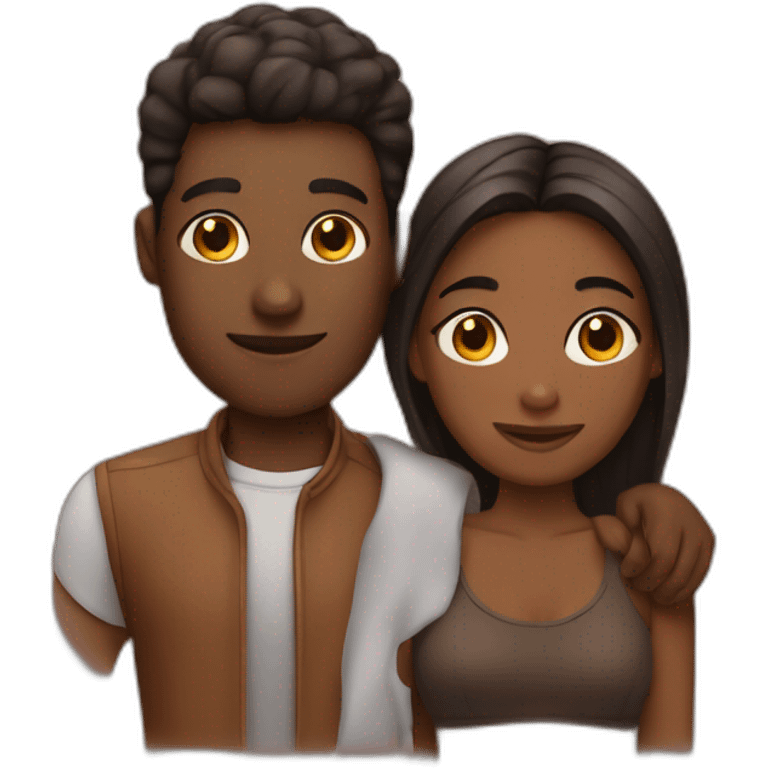 brown skin people in relationship emoji