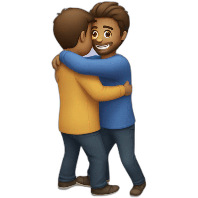 Male hug to another male  emoji