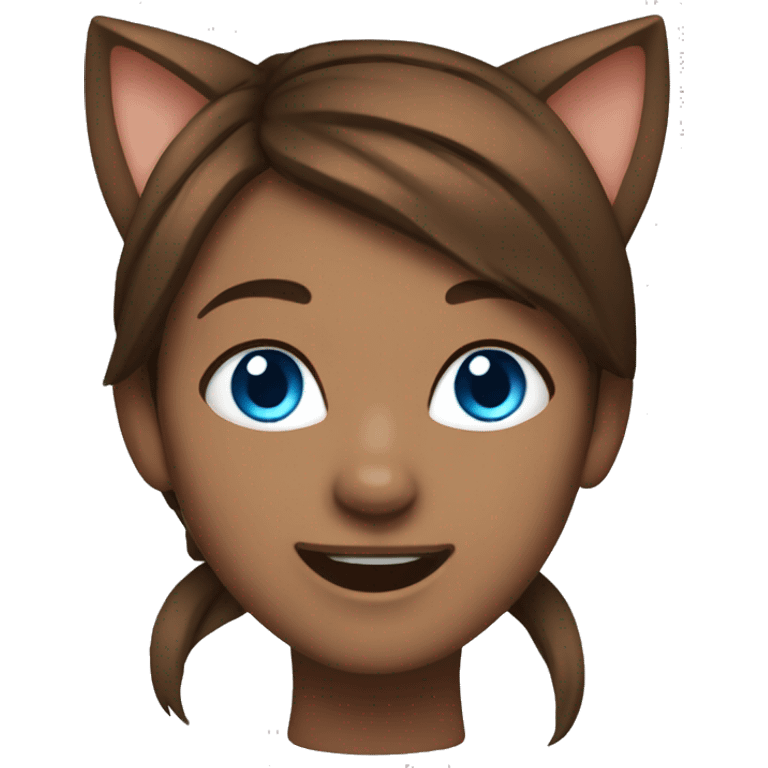 Stoked girl emoji brown hair blue eyes cat ears emoji