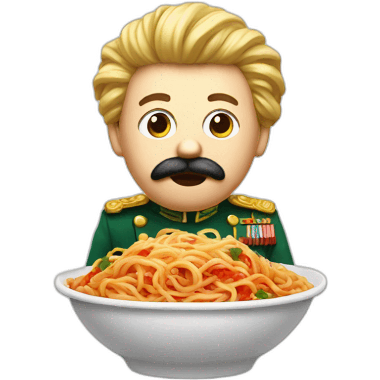 Dictator eating spaghetti prepared by his chef emoji