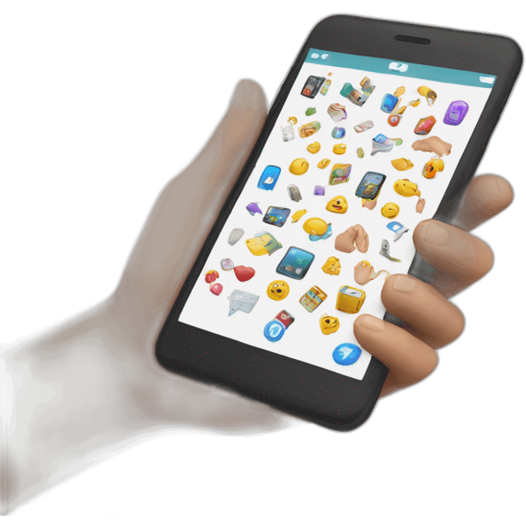 hand holding mobile with apps emoji