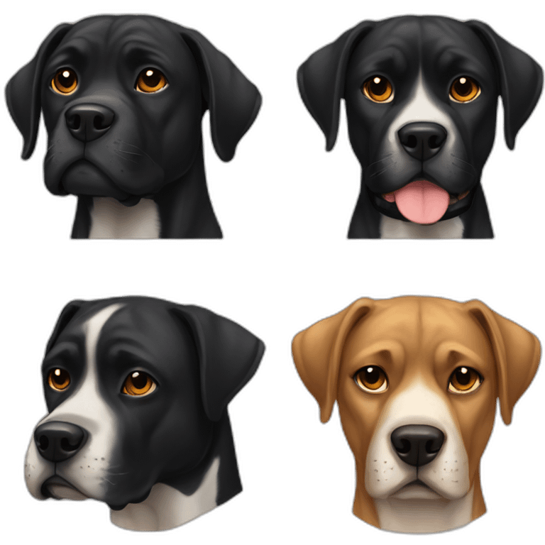 Perro negro  boxer con labrador emoji